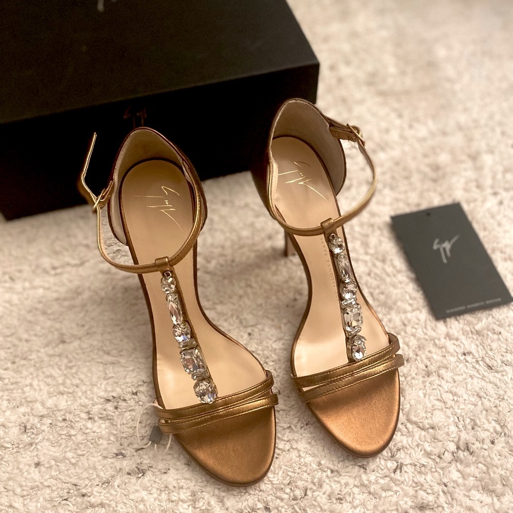 Giuseppi Zanotti Copper Sandals With Crystal Embellishment